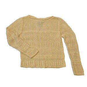 Worth VTG Textured Heavy Knit Rolled Hem Boat Neckline Cotton Yellow Sz L NEW